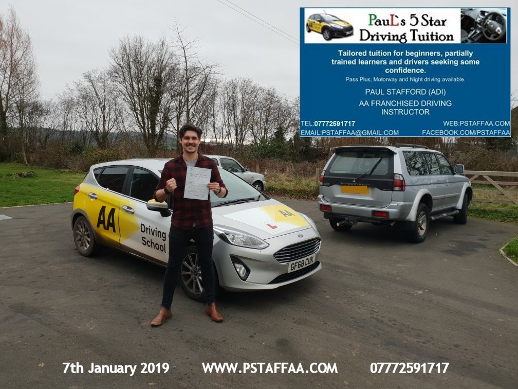 First Time Driving Test Pass for Harry Griffiths with Paul's 5 Star Driving Tuition